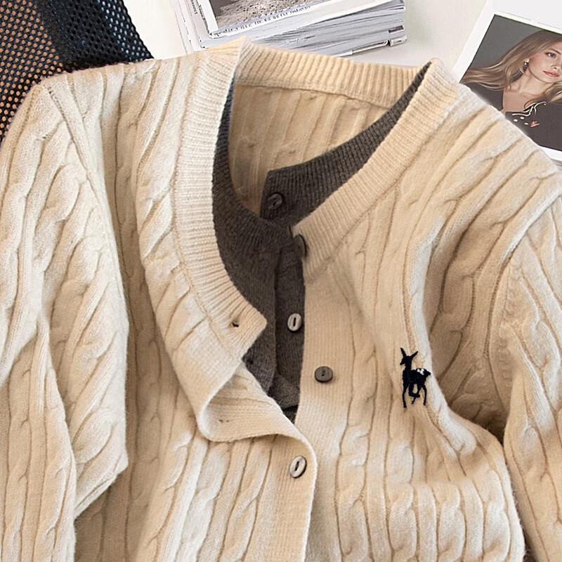 SIBASHE Women's Color Block Faux Two-Piece Knit Cardigan