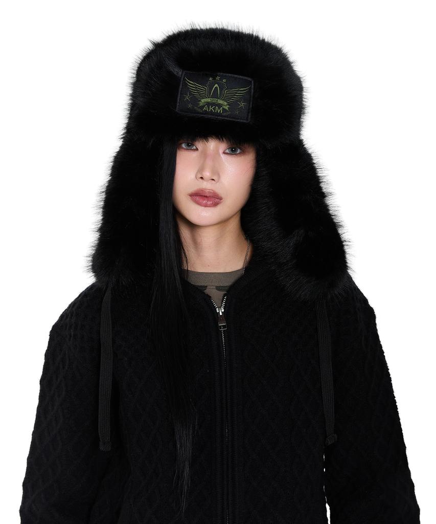 AAKAM Akm Patch Fur Trapper Hat (Black)
