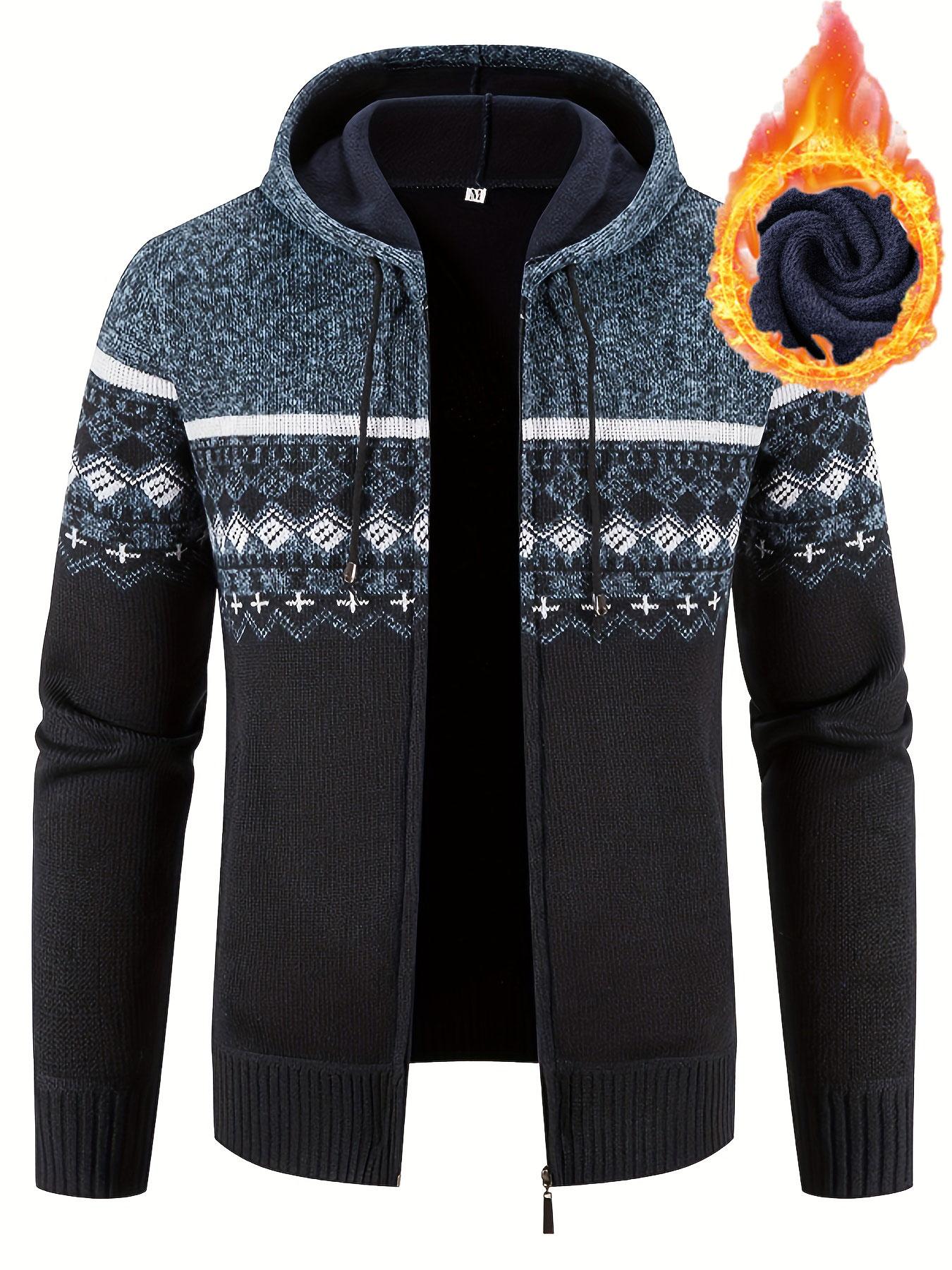 Уютный кардиган свитер мужской осень и зима плюс бархат толстый красивый теплый свитер — фото 4