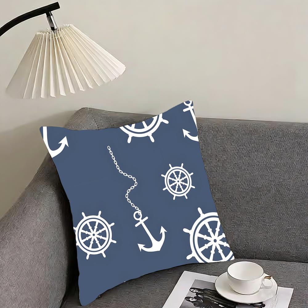 

Navy Patterns Luxury Cushion Cover Pillowcase Ultra Soft Skin Friendly Fabric Cloud Like Comfort Concealed Zipper 30x30cm