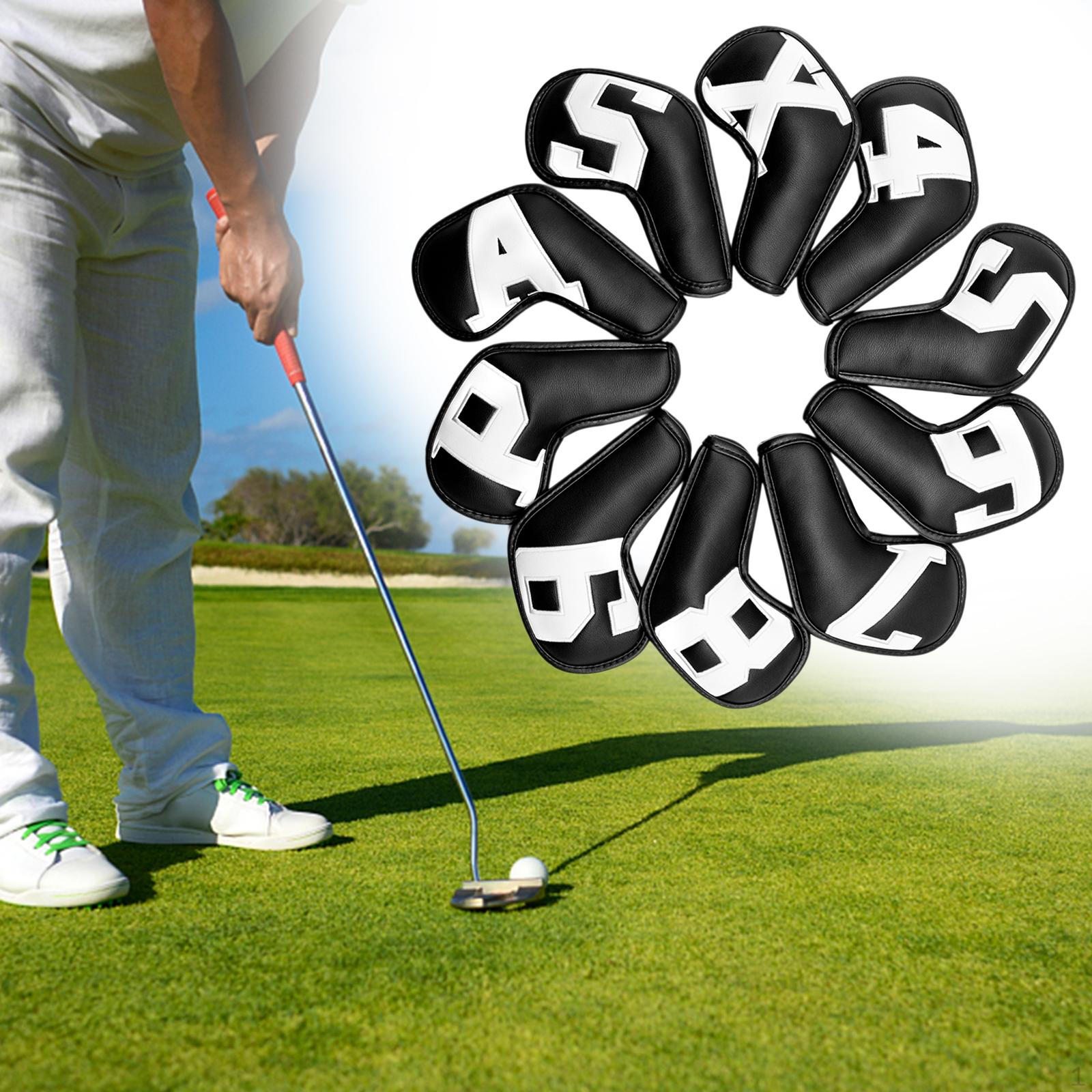 

10 Pieces Golf Iron covers for head, Lightweight, Outdoor Fashion Premium Waterproof Protective PU F