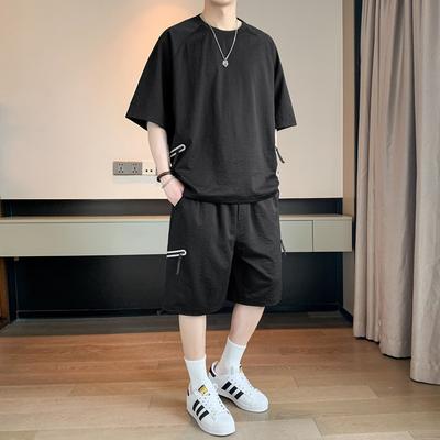 Men's Summer Suit Casual T-shirt + Shorts Suit Men's High Street Tracksuit Male Short Sleeve Suit