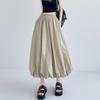 Damen Tulip Midi Rock: Legere A-Linie, aufgesetzter Laternenärmel für Frühling & Sommer