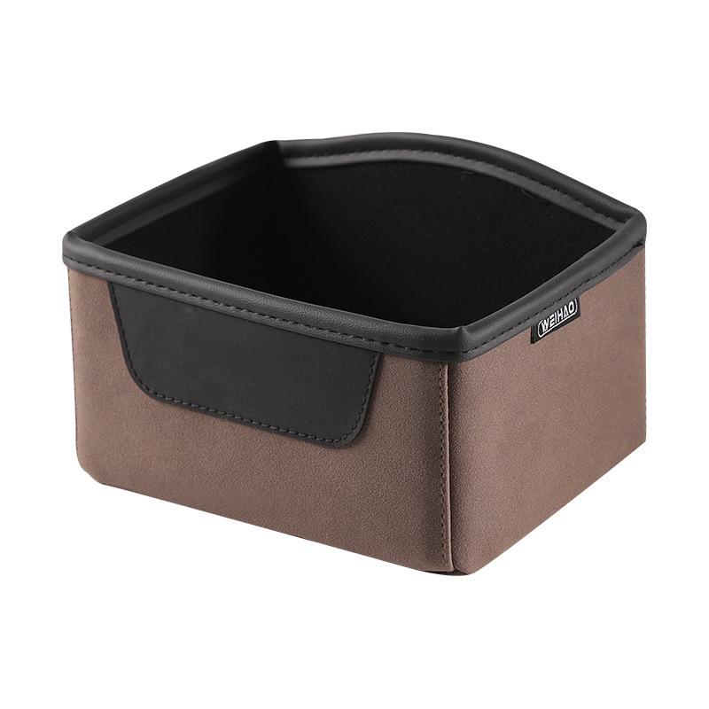 

Car Armrest Organizer: Clutter Box Storage, Center Console Cup Holder 18x13x10CM темно-коричневого кольору