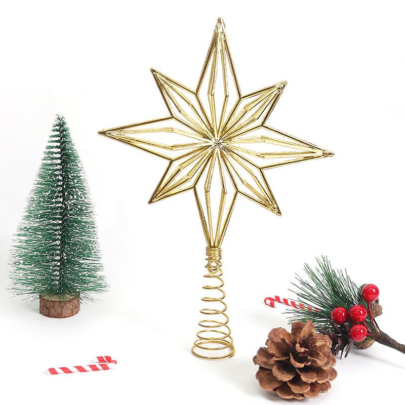Gold Glitter Christmas Tree Top Iron Star Christmas Decorations For Home Xmas Tree Ornaments Navidad New Year 2024 Natal Noel