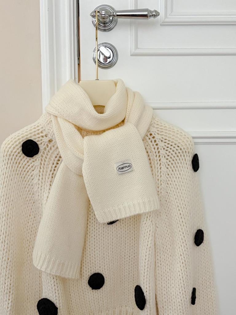 Solid color dopamine homemade scarf women's autumn and winter fashion versatile warm knitted scarf