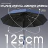 Windproof Automatic Folding Umbrella, 125Cm Large Umbrella Surface, Sun Uv Protection Upf50+ Rain Umbrellas For Man And Women
