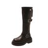 Thick-soled Knight Boots Women's 2025 New Autumn and Winter Brown Small People Slim Long Boots No More Than Knee-high Boots