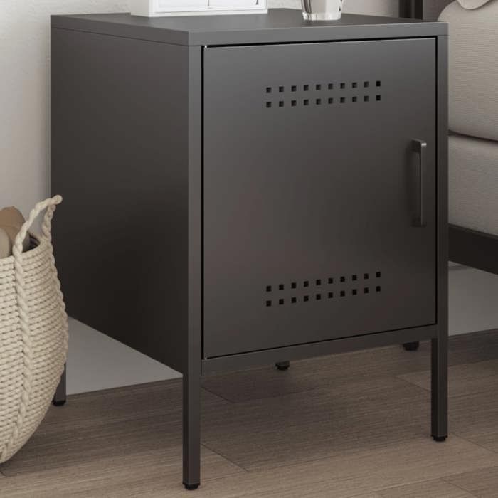 VidaXL Bedside Table Black 36x39x50.5 Cm Steel, Cabinet, Side Cabinet, Phone Stand, Nightstand, Furniture 842910