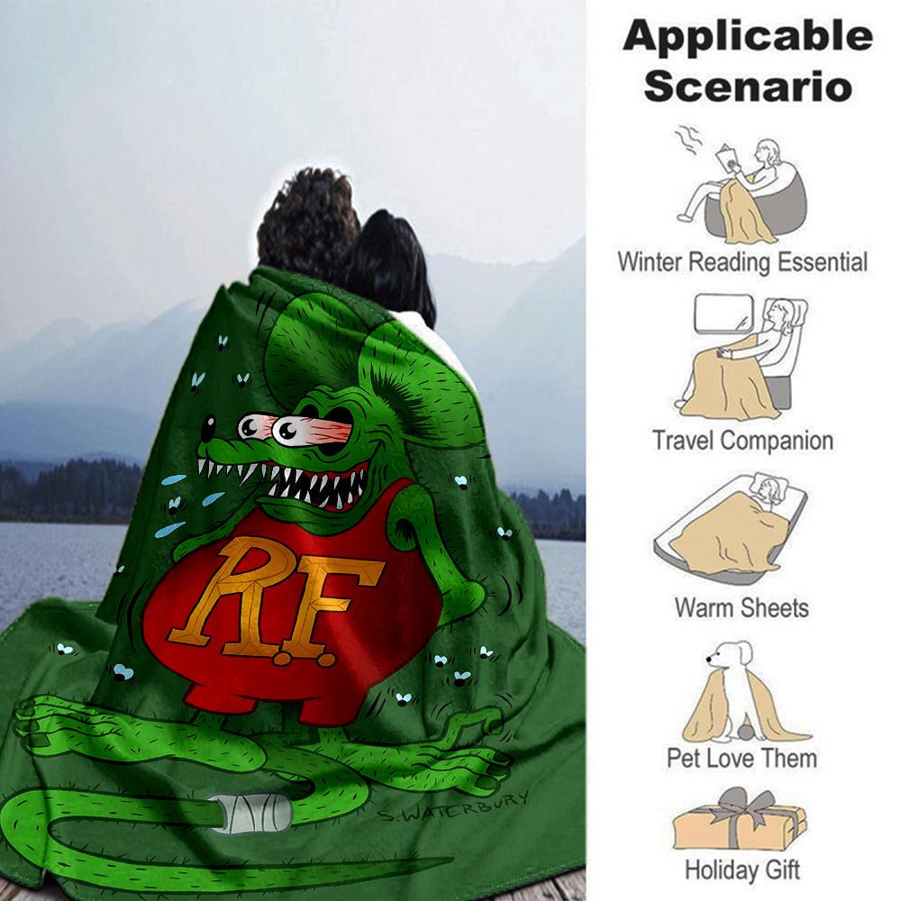 1pc Rat Fink Throw Blanket Soft Flannel, Cozy All Season Polyester Perfect for Home, Office