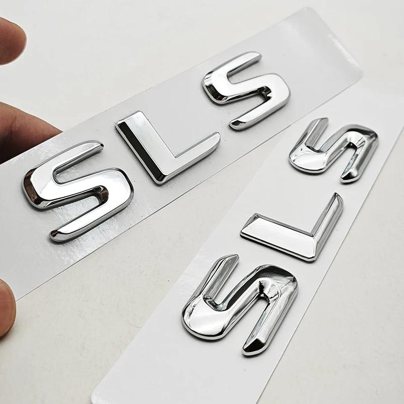 For Mercedes Benz 3D ABS Car Letters Logo SLS Badge Rear Trunk Emblem Decals For Mercedes Benz SLS C197 R197 Tail Marking Accessories