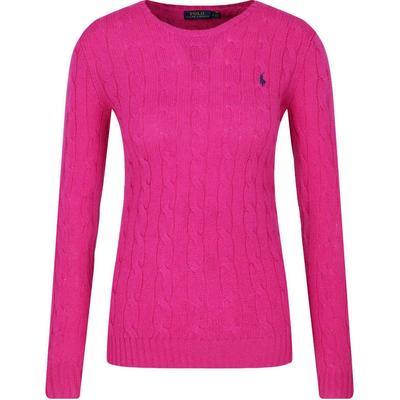 Polo Effen Kleur Ronde Hals Kabelgebreide Trui met Pony Borduurwerk Dames trui Roze-Rood 211525764-062
