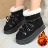 Winter New Snow Boots Plus-size Flat Short Cotton Shoes Women's Plush Thickened To Warm The Snow
