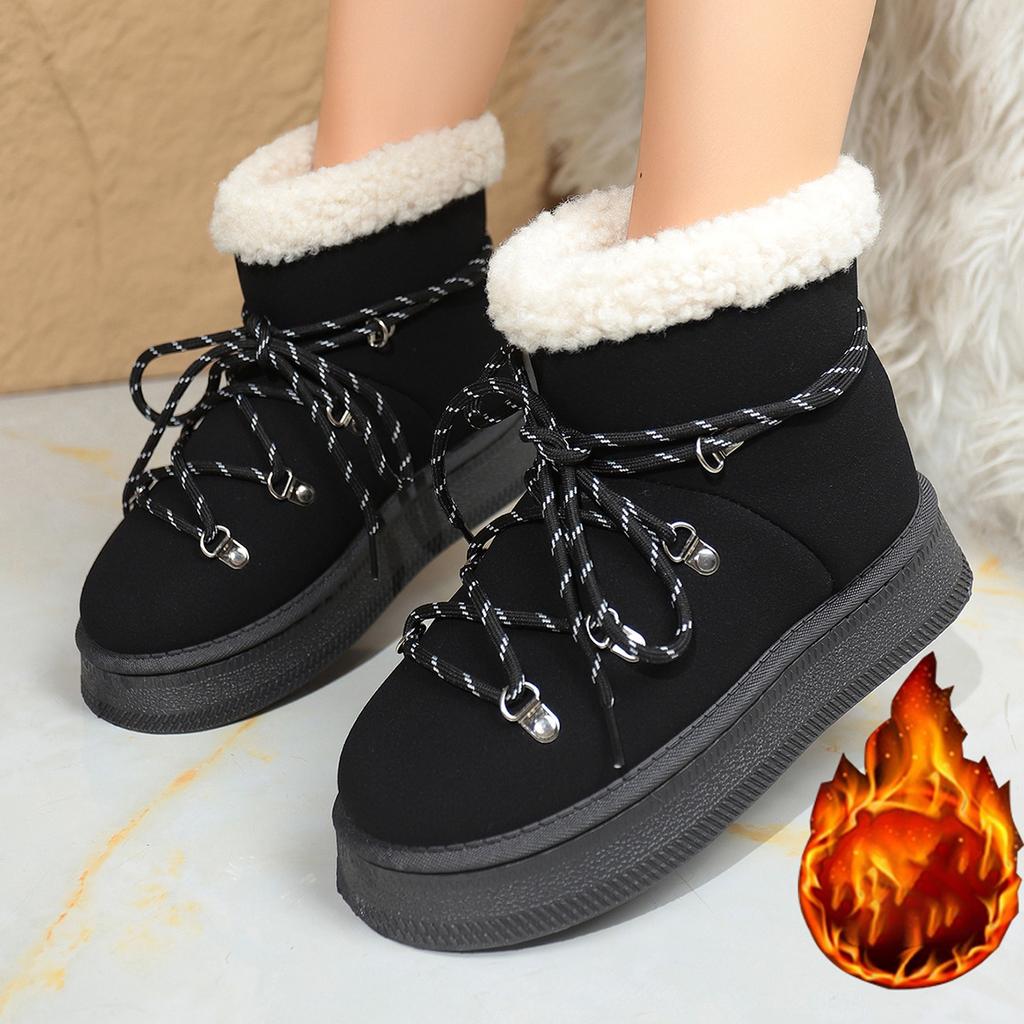Winter New Snow Boots Plus-size Flat Short Cotton Shoes Women's Plush Thickened To Warm The Snow