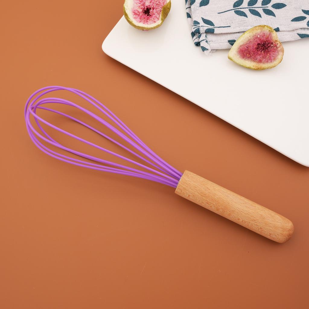 1 pz Manico in legno Frullino per le uova Utensili da cucina in silicone Resistente al calore Miscelatore per uova Utensile per mescolare le uova Utensili da cucina Utensili da forno Accessori