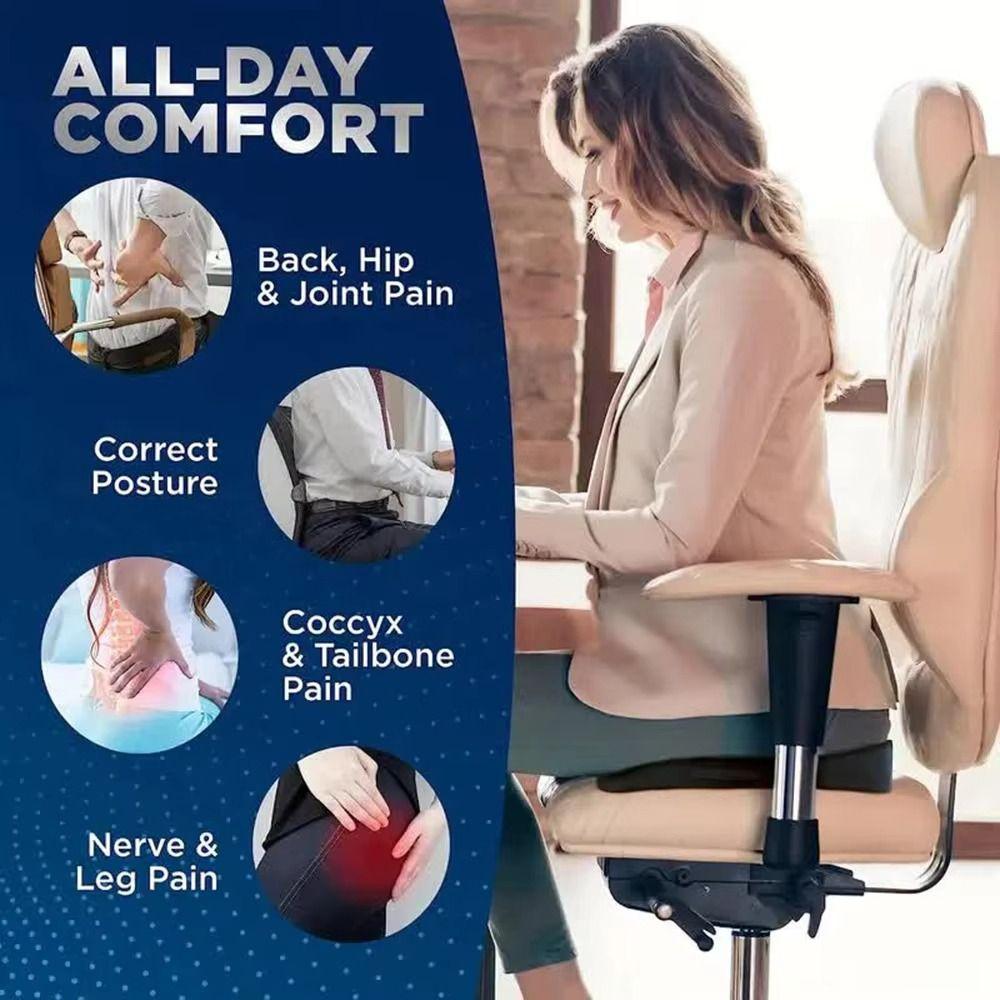 Ergonomic Office Chair Pad Slow Rebound Orthopedic Seat Cushion  Airplane Travel