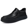 Korean Style Natural Leather Shoes for Men Fashion Business Wedding Slip-on Flats Platform Shoe Black White Loafers Man Footwear