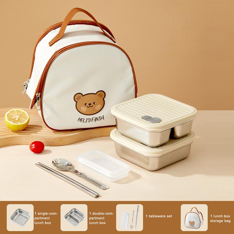 304 Stainless Steel Square Lunch Box With Lid Portable Fruit Salad Food Container Stackable Leak Proof Bento Box