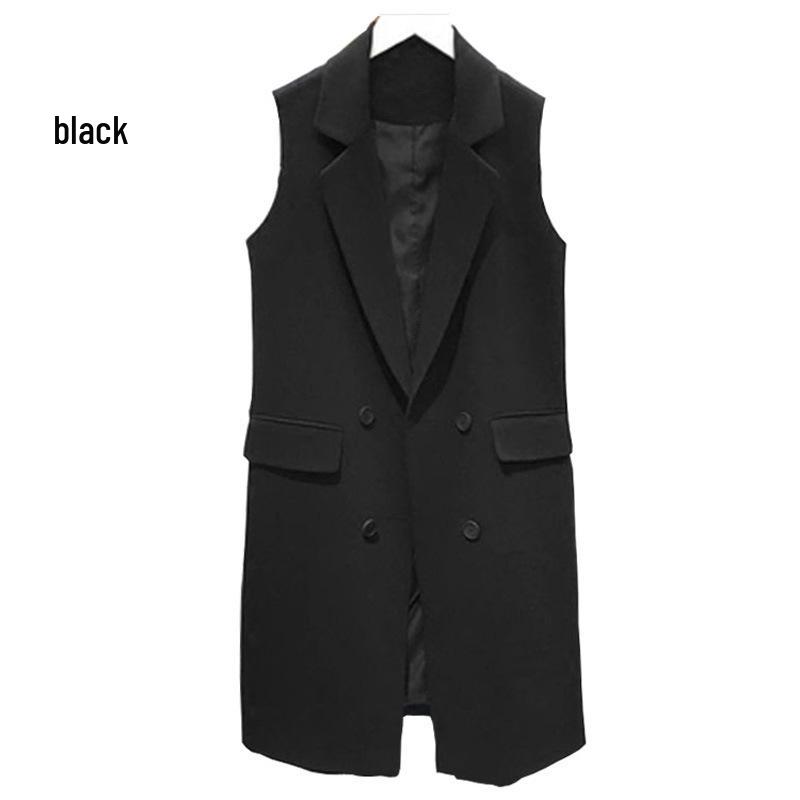 Korean Style Plus Size Mid-Length Lapel Vest for Women