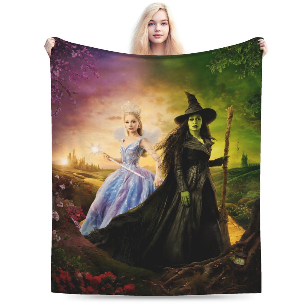 W-Wicked 2 Musical Movie Glinda Elphaba Blanket  Soft Novelty Plush Throw Blanket For Boy Girl Couch Chair Cover