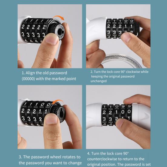 Bicycle Password Cable Lock 5-Digit Keyless Security Waterproof Universal PVC Coated Anti-Theft Bicycle Lock