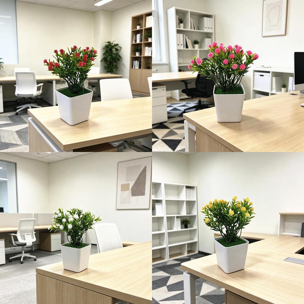 Artificial Starry Flower Pot With Base For Home Office Decor And Garden Outdoor Settings