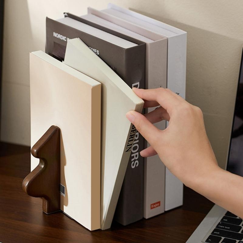 Adjustable Wooden Bookends Christmas Tree Designs Movable Desktop Organizers For Home Office