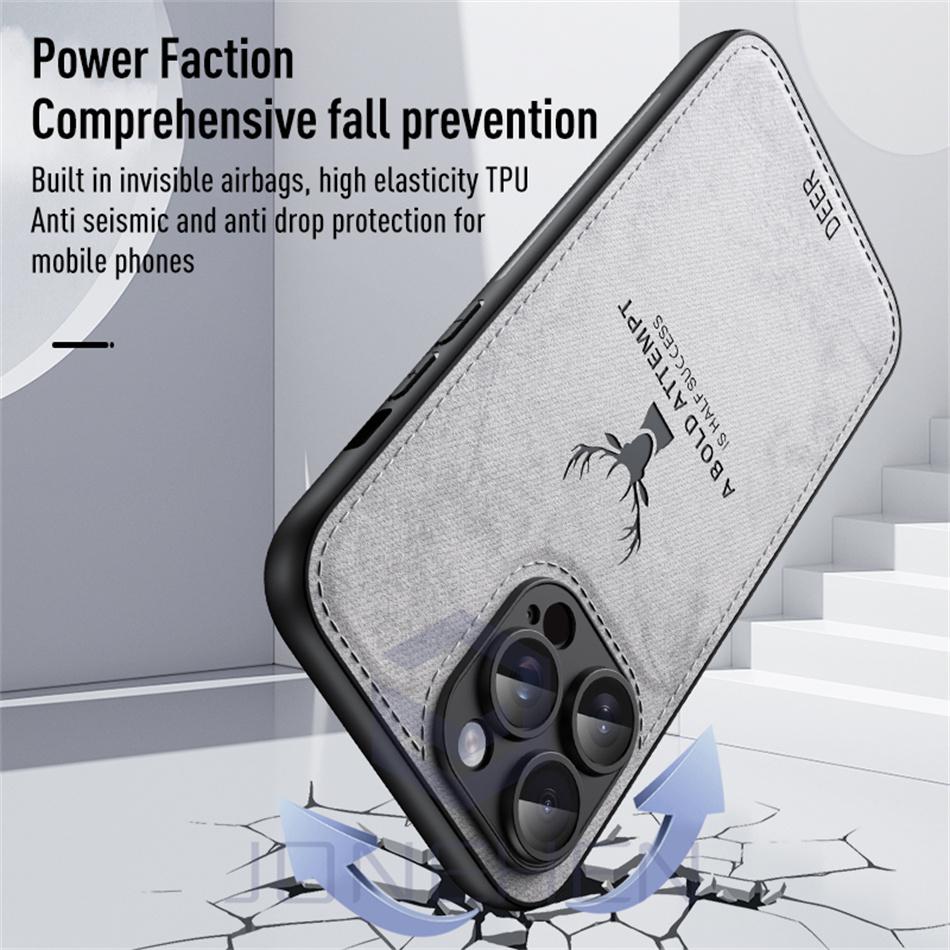 Soft Deer Head Shockproof Silicone Bumper Case For iPhone 15 14 13 12 11 Pro Max 7 8 6 S Plus SE Leather TPU Back Cover