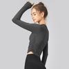 Dámsky top na jogu s dlhým rukávom slim fit – Rýchloschnúci, priedušný, plisované fitness tričko na jeseň