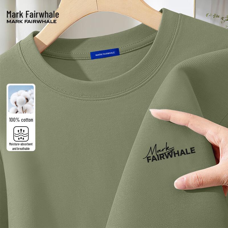 MARK FAIRWHALE Men's 200G Heavyweight Letter Print Cotton T-Shirt