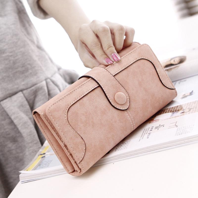 Retro Mattes Weiches Leder Patchwork Damen Geldbörse - Einfarbig Multifunktionale Clutch