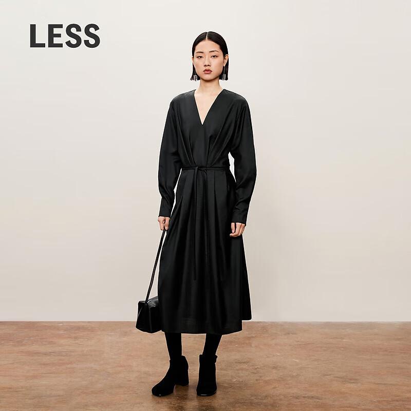 

LESS 2024 Winter V-Neck Long Sleeve Wool Blend Dress L