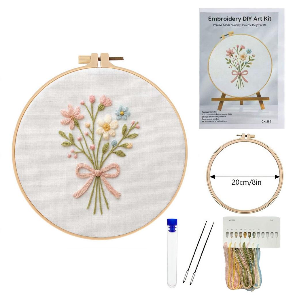 1set Bouquet embroidery kit, including English stitch instructions, bouquet embroidery material kit, DIY embroidery craft material kit