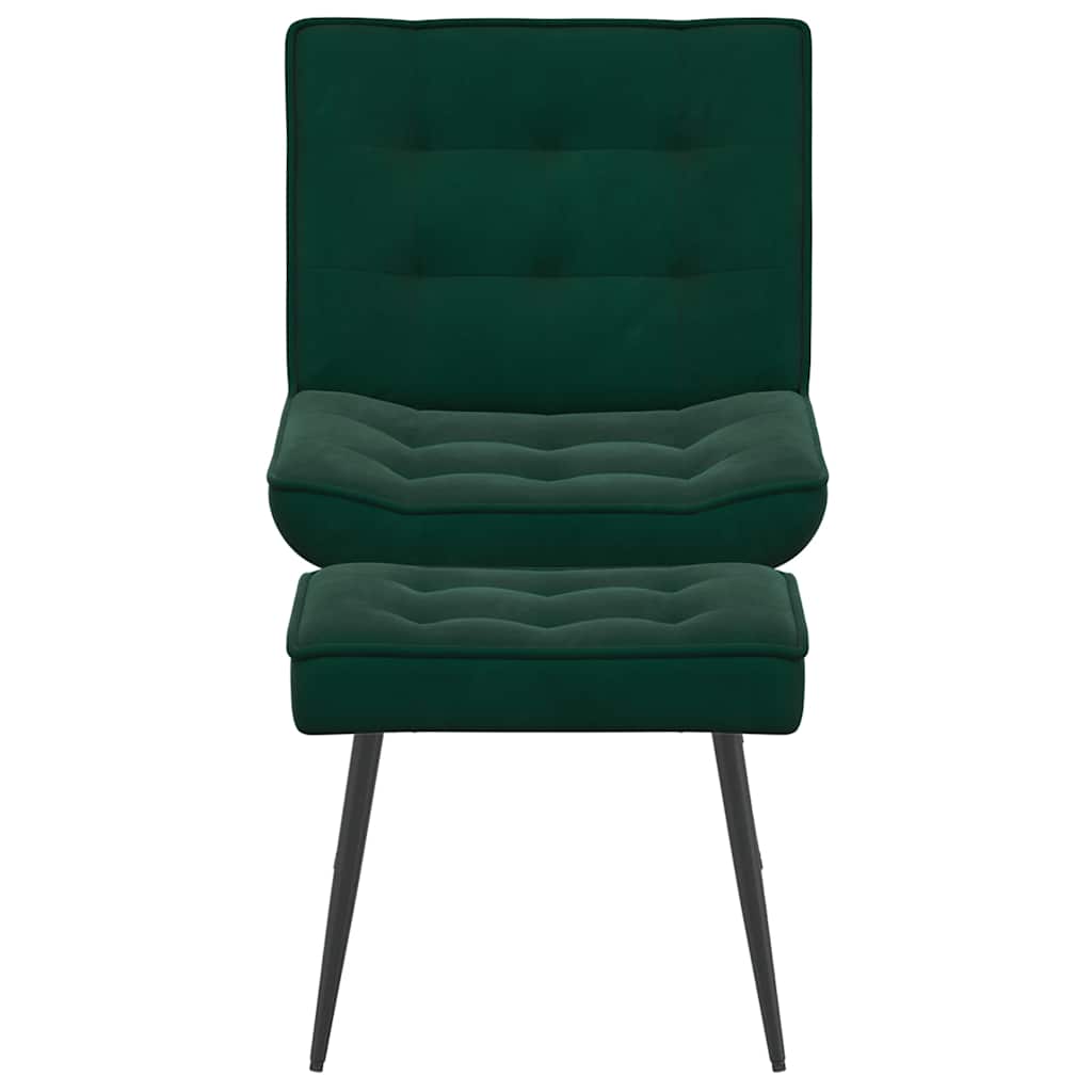 Velvet Relaxation Armchair with Footstool Dark Green