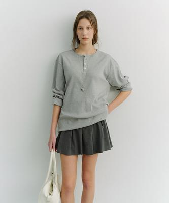 Deonseuteu Unisex Henley-Neck T-Shirt_Udts6A109_Melange Gray