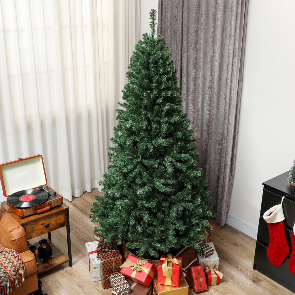 Artificial Christmas Tree 200cm with 1000 Branches, Foldable Base, Sectional Design, Easy to Assemble, Green