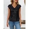 Summer New Women's V-neck Sequined Short-sleeved Tops and Vests for Women