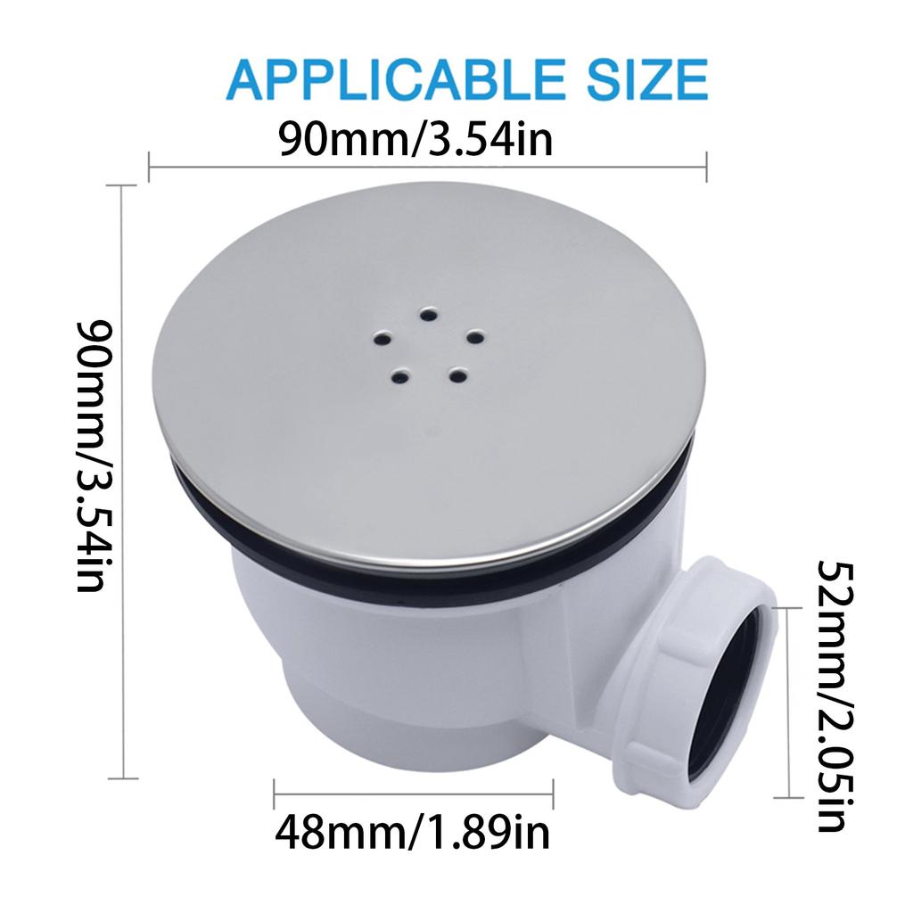 Shower Bathroom Tray Waste Drain Trap Side Drain High Flow Shower Tray Waste Durable Low Profile Shower Drain Easy Use