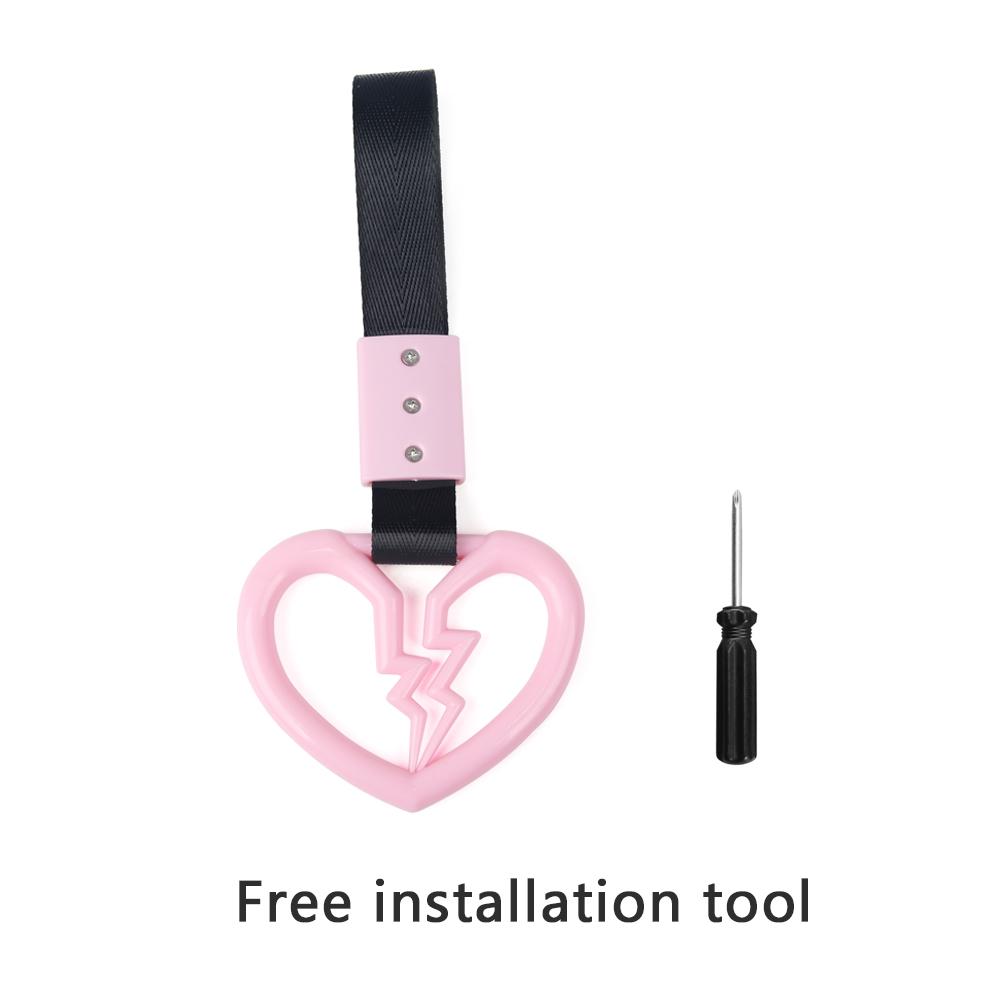 1pcs Broken Love JDM Train Bus Handle Hand Strap Tsurikawa Ring Heart Styling Drift Charm Strap Drift Auto Accessories Car Strap
