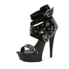 Voesnees Chic High Belt Buckle Sandals 14CM Women Zipper Wedding Shoes 2024 Summer Square Heel Platform Lady Party Models Shoes
