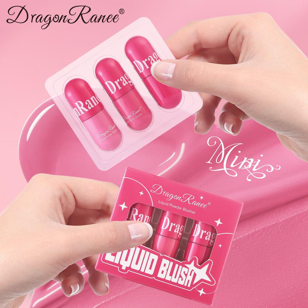3 Colors Liquid Blush Set Waterproof Brighten Cheek Rouge Nude Pink Color Matte Contouring Powder Blusher Liquid Kit Face Makeup