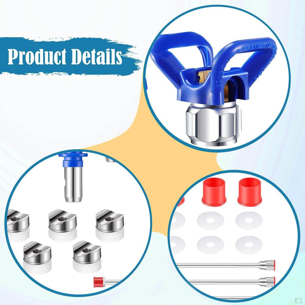 Airless Paint Sprayer Nozzle Tips Reversible Spray Tip Replaces Spare Parts with Guard for