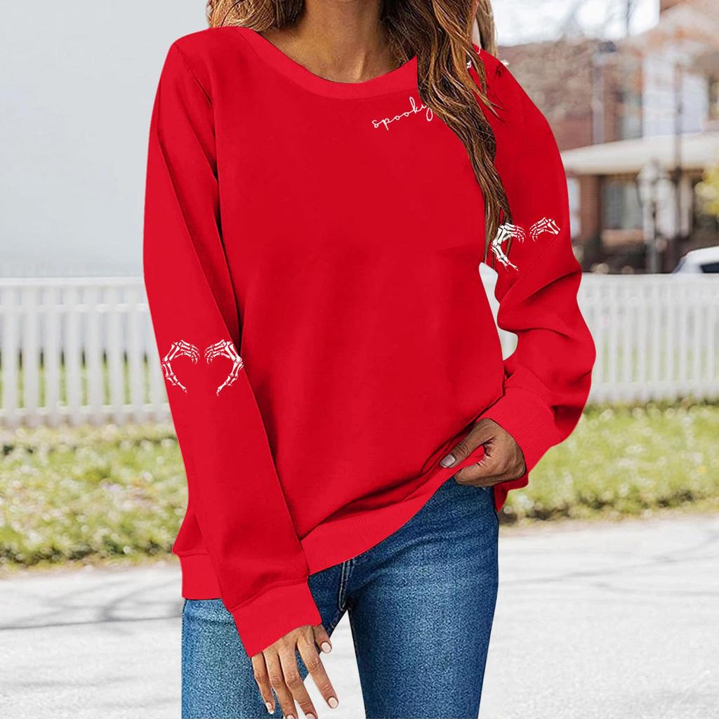 Ladies' Loose Comfortable Casual Fashionable Halloween Printed Long Sleeved Sweatshirt