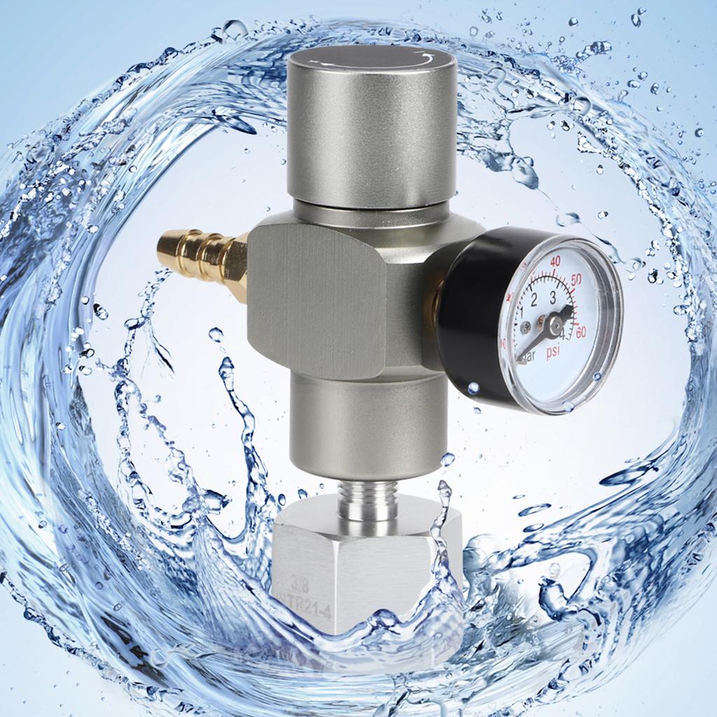 2 in 1 Mini CO2 Gas Regulator Soda Pressure Gauge with adapter 3/8in to TR21.4