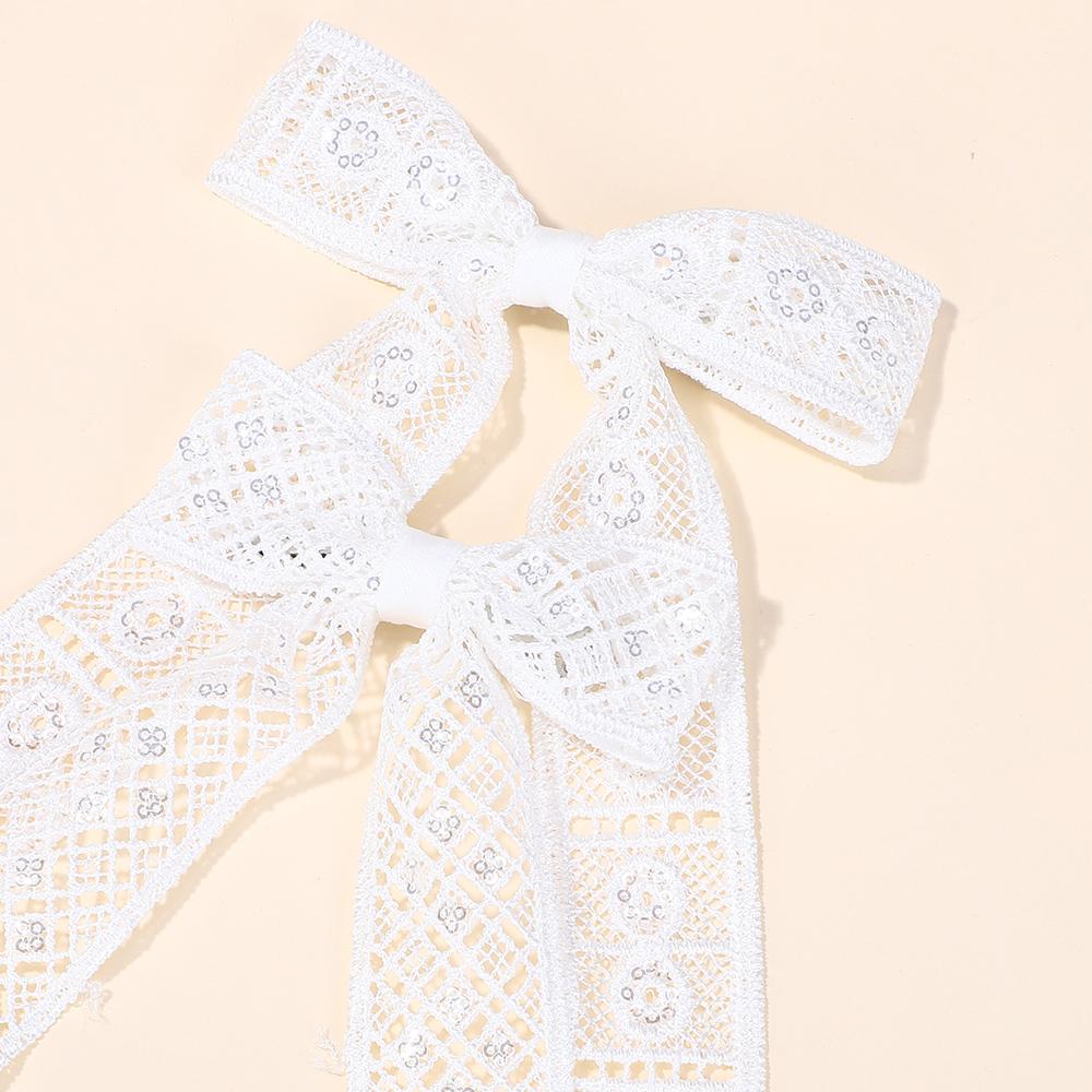 20Pcs/lot random long tail lace bowknot hair clips girls ponytail hair gripes sweet women fresh wedding dress boutique barrette