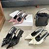 2025 spring new high-heeled nude bag head empty sweet bow thin heel pointed head temperament high-heeled sandals women