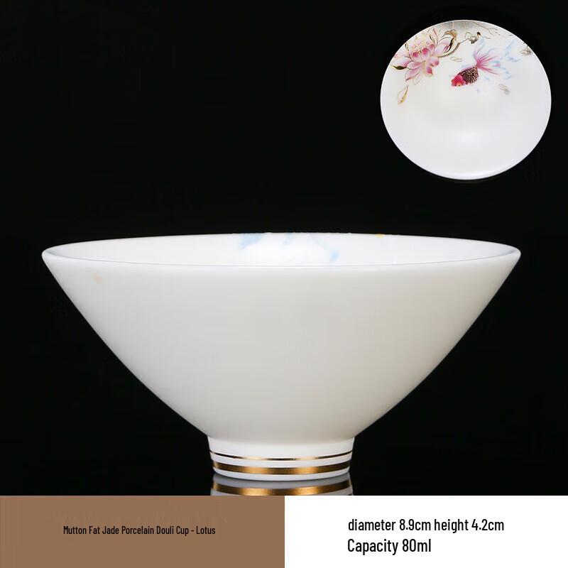 Chaxun Mutton Fat Jade Porcelain Lotus Tea Cup