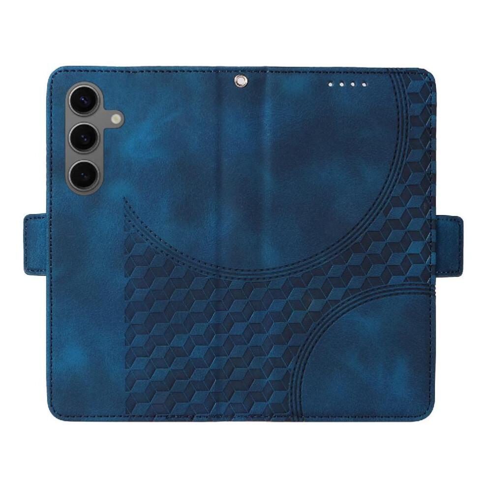 (Blue) Case for Samsung Galaxy S25 Leather Card Slot Holders Quilted Pattern Protective Cover