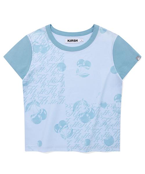 Kirsh Bouquet Girl Graphic Color Mix Slim Fit T-Shirt [Sky] 1