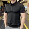T-shirt da Corsa Sottile a Maniche Corte ad Asciugatura Rapida in Seta di Ghiaccio da Uomo, T-shirt da Fitness Larga con Scollo a Revers, Maglia da Calcio Basket, Abbigliamento Sportivo